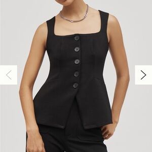 Anthropologie Black Button-Front Sleeveless Top